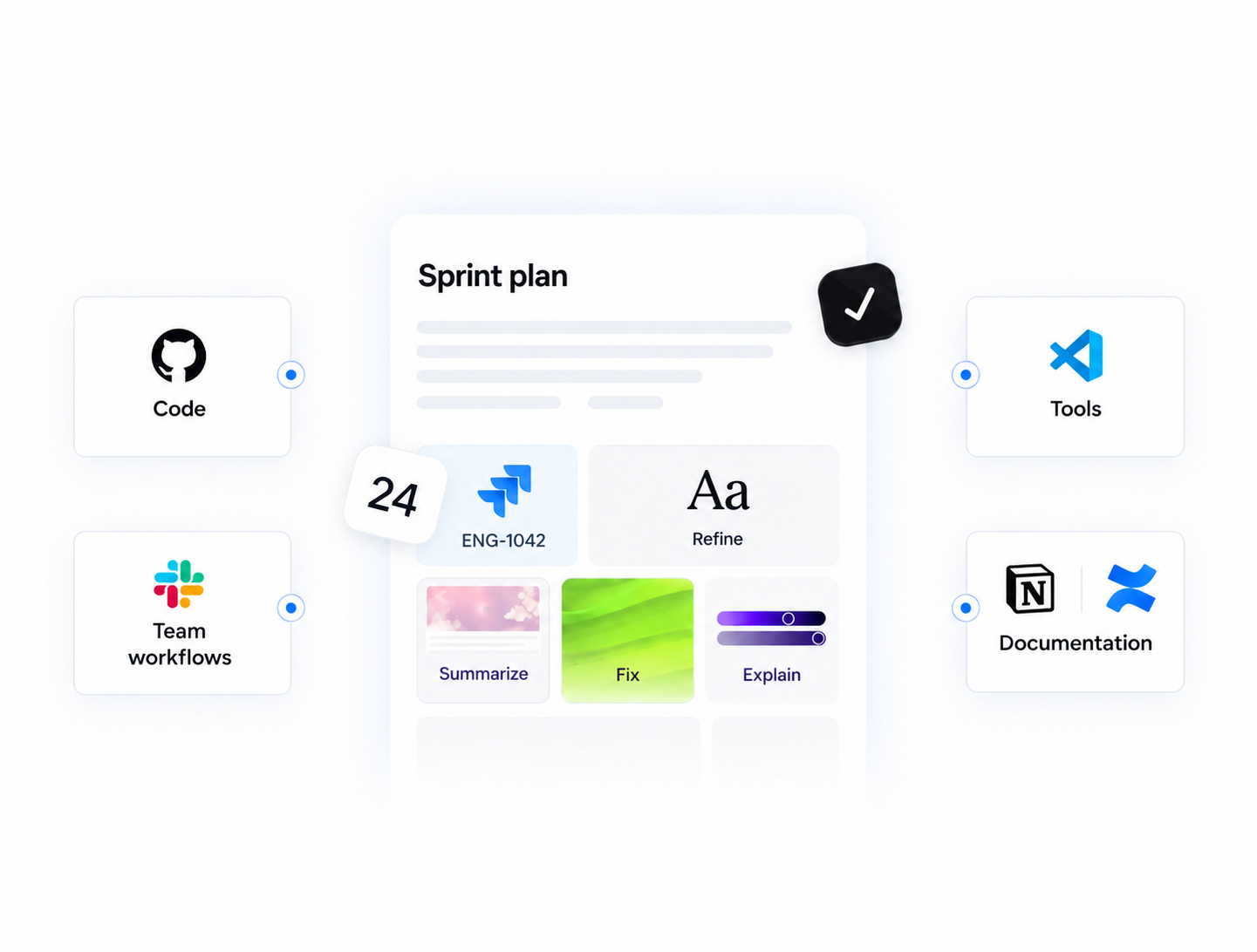 An engineering workspace with project context, approved tools, and connected AI agents