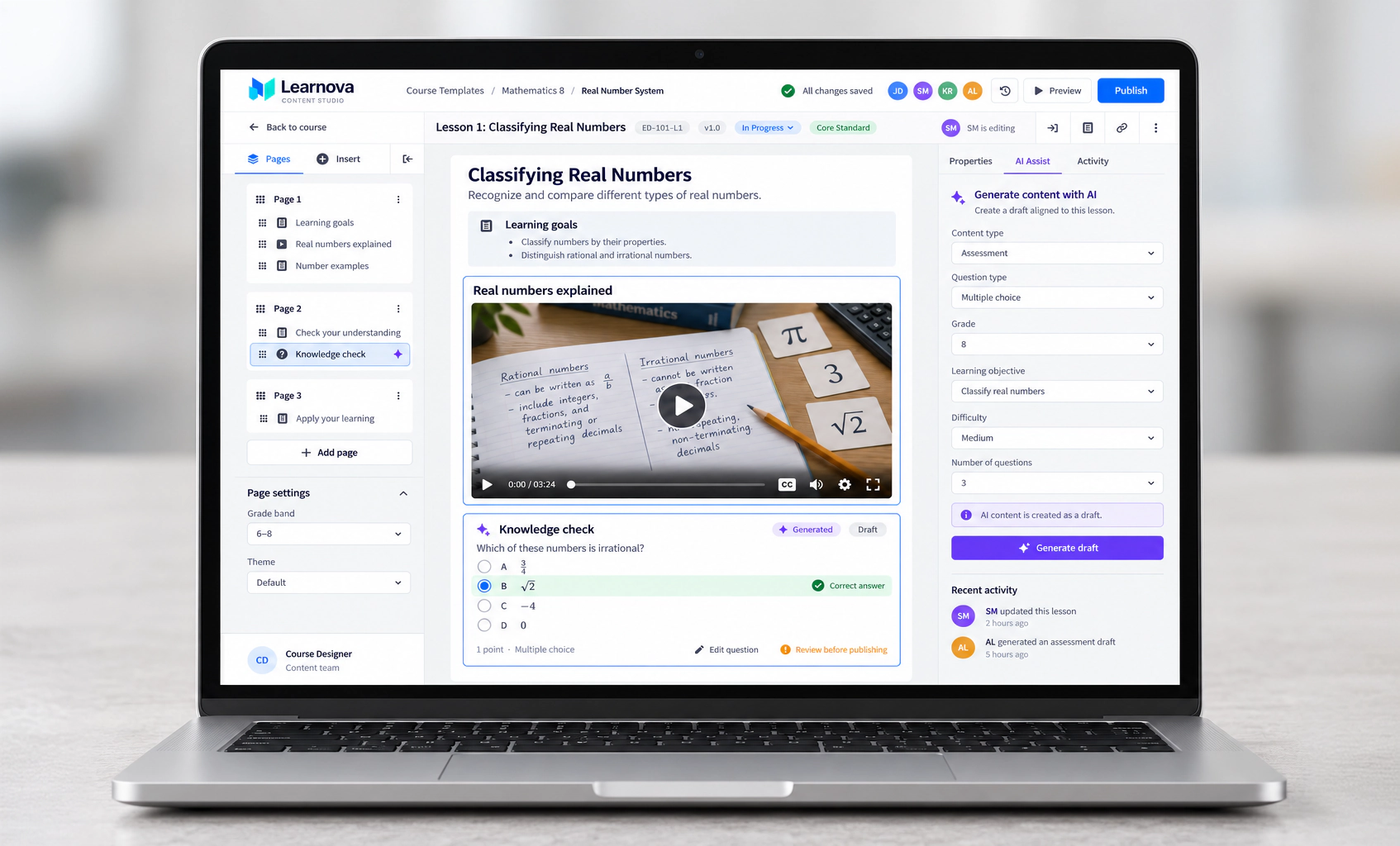 Learning Content Management System product interface